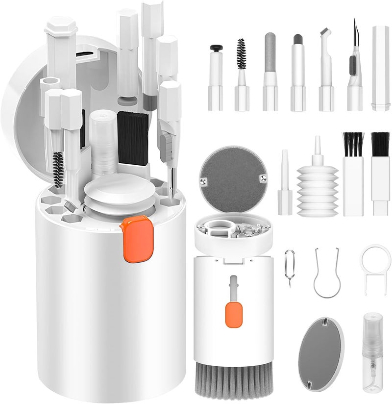 VICHYIE 20 in 1 Multifunctional Cleaner Kit for Electronic Devices, Keyboard Cleaning Brush, Headphones Cleaner Kit for AirPods, Multi-Tool for Cleaning Laptop, Earbuds, Camera, Cellphones (White) - Image 1